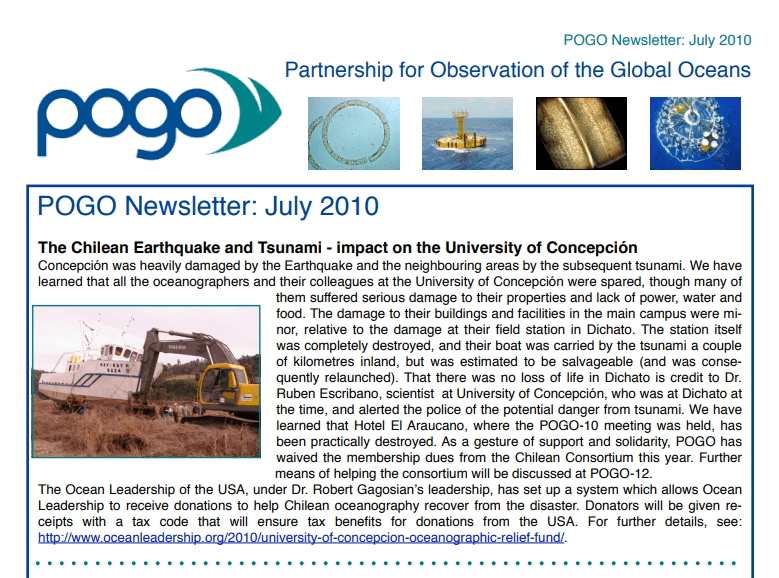 1st POGO Newsletter published